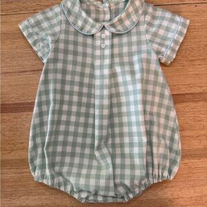 Anvy Kids 12m Green and White with light blue piping